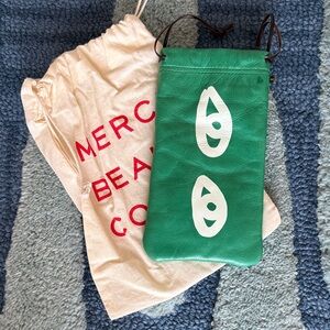 Clare V Glasses Pouch with Eye design 
Green Leather NWOT.